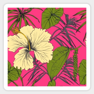 Tropical exotic flowers and leaves Sticker